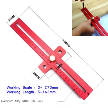 

Woodworking Scribe 270mm T-type Ruler Hole Scribing ruler Drawing Marking Gauge crossed-out Measuring Tools woodworking tools