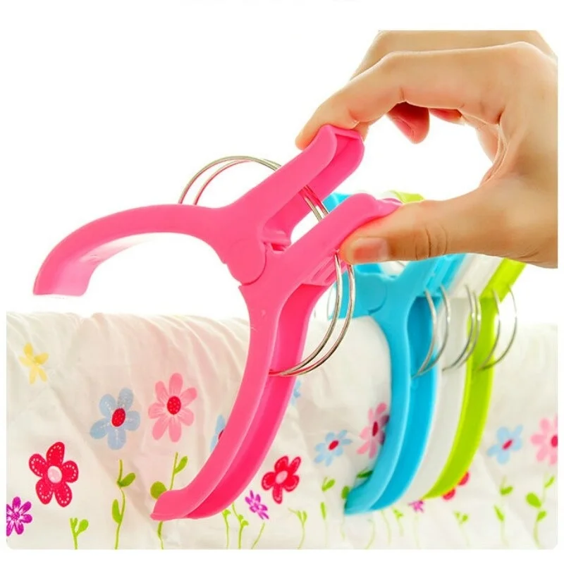 

3pcs Big Stronging Plastic Color Clips Beach Towel Clamp To Prevent The Wind Clamp Clothes Pegs Drying Racks Retaining Clip Pegs