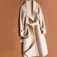 Шерстяное Женское шерстяное пальто с отложным воротником Женская кашемировая куртка с поясом однотонное модное шерстяное пальто Верхняя одежда G806