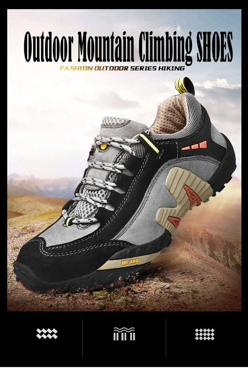 Мужская походная обувь из натуральной кожи; водонепроницаемые дышащие ботинки для треккинга; кроссовки для альпинизма; спортивная противоскользящая обувь для охоты
