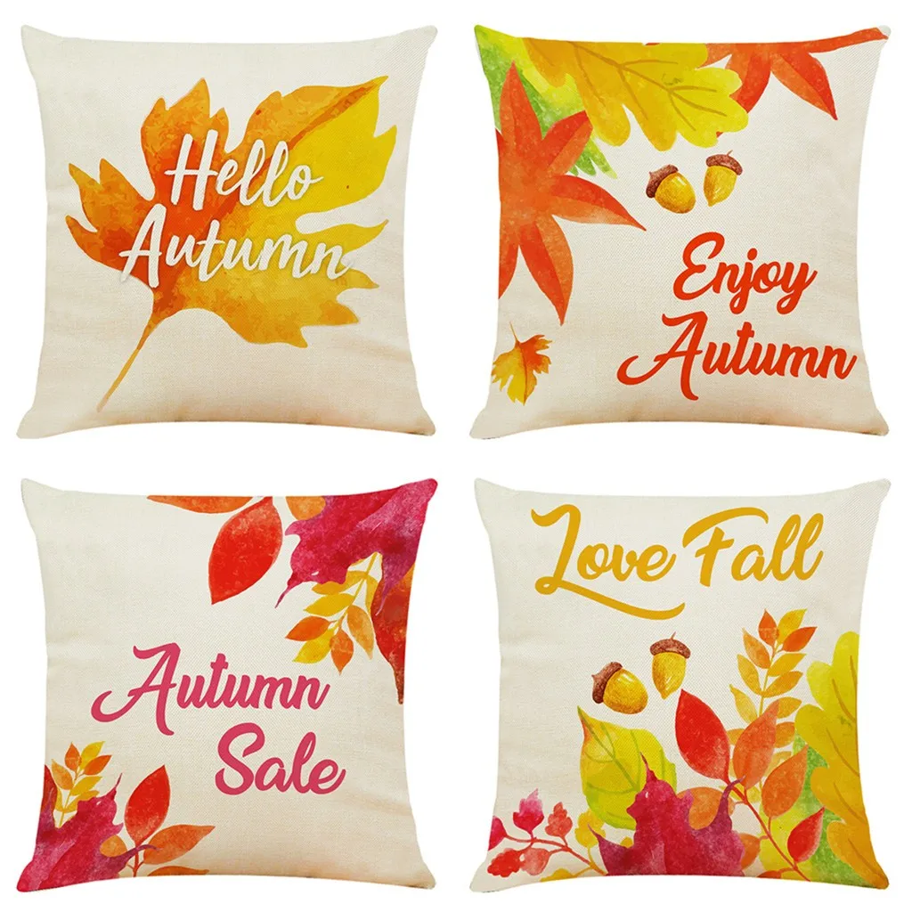 Square Shape Home Decor Cushion Cover Fall Autumn Leaves Comfortable