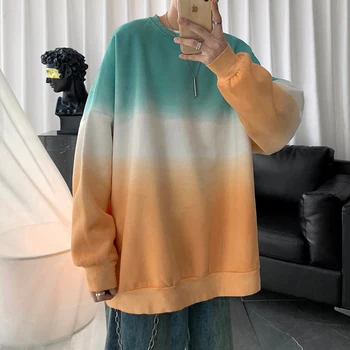 

Men's sweatshirt autumn/winter 2019 new slim tri-color patchwork sweatshirt loose casual personality youth men's wear