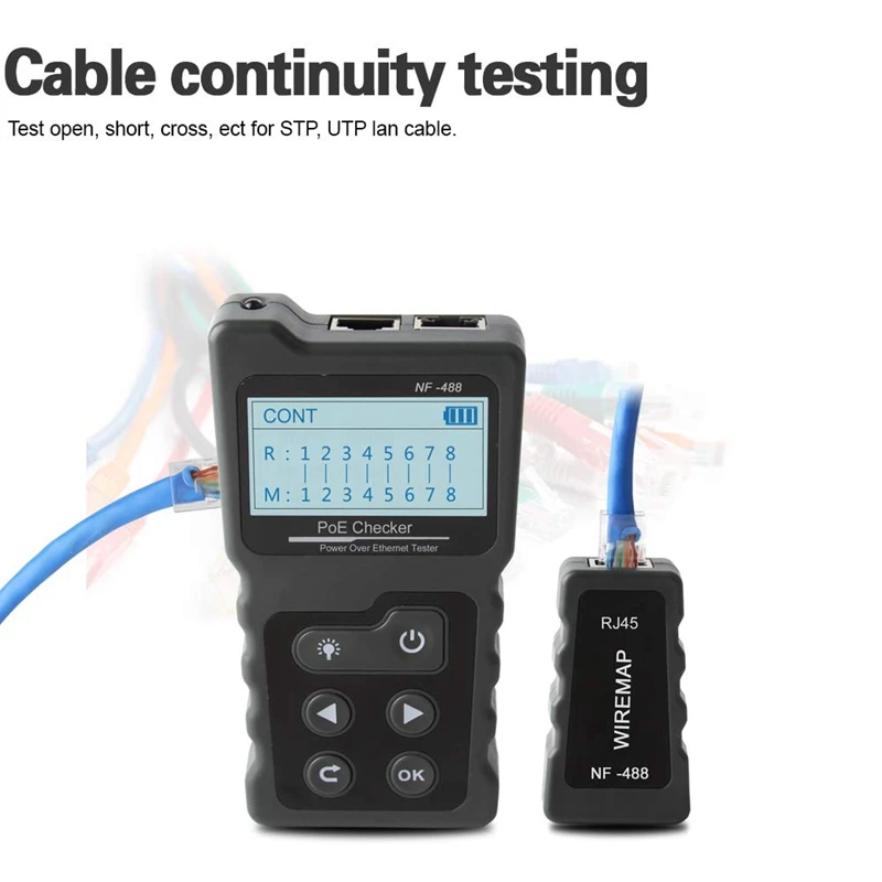 NOYAFA NF-488 PoE тест питания сети PoE тест er проверка по Ethernet Cat5, Cat6 Lan тест er сетевые инструменты PoE тест-коммутатор