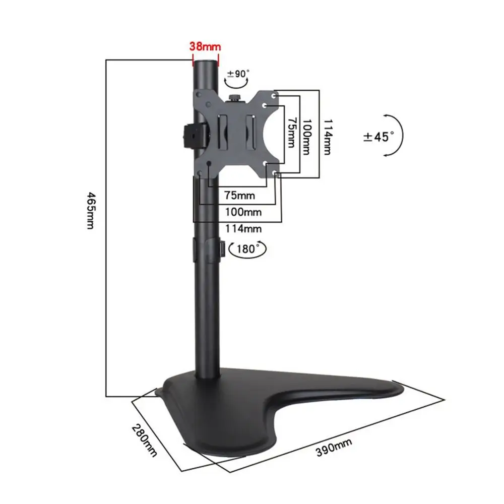 Wearson WS-03V 10 to 32 inch VESA Monitor Stand Single 45° Tilt & 90° Swivel & 360° Rotation 75x75m