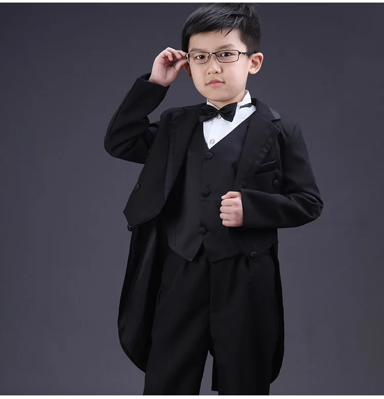 2024 New Arrival Boys' Formal Clothes Set Bowtie+Vest+Shirts+Tailcoat+Pants Children Blazers Suits Child Tuxedo Suit Wholesale