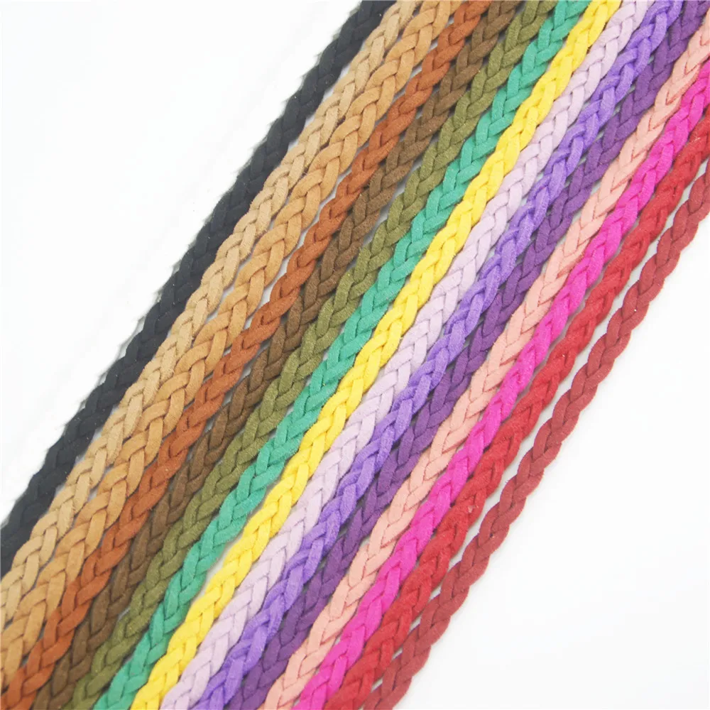 Top Multi 5mm Flat Faux Suede Leather Cords Braided DIY Bracelet Rope String 5meters/pcs DIY Cords Accessories ds234-b