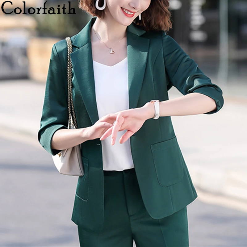 Женский комплект из 2 предметов Colorfaith повседневный офисный костюм с высокой