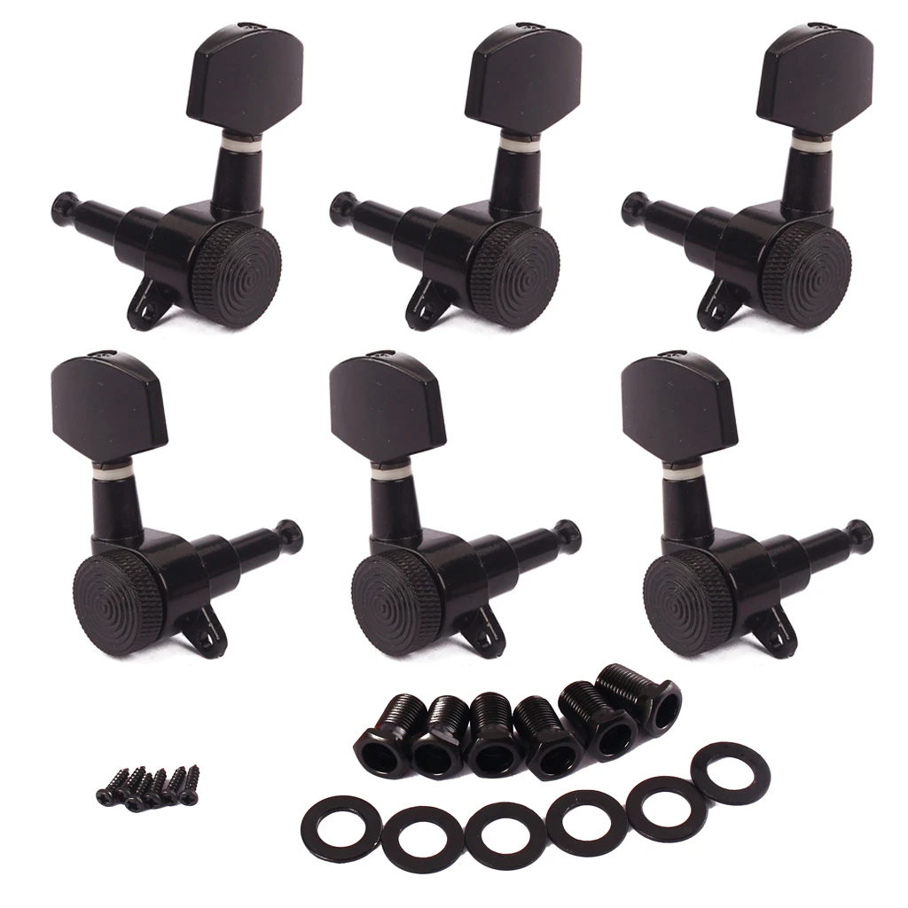 6Pcs Metal Electric Guitar Tuning Pegs Machine Heads 3R3L Black Musical Instrument Accessory