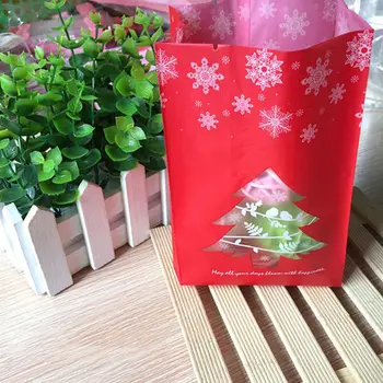 

Nice Hot 50pcs Plastic Bags Candy Box With Snowflake Cookie Bags New Year Christmas Gift Bags For Biscuits Snack Baking Package