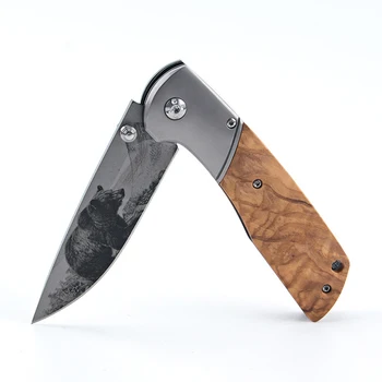 

200mm Knives Bearing + WoodleCAMPING HUNTING Tactical Knife Survival Ebony Wood Handle Pocket Knives with Back Clip Best Knife