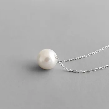

Simple 925 sterling silver necklaces for women jewelry on the neck, Simulated pearl choker necklace pendant silver chains