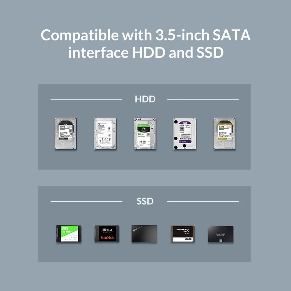 ORICO прозрачный 2,5/3,5 дюйма sata для usb 3,0 hdd док-станция внешний жесткий диск Док-станция инструмент поддержка UASP 8 ТБ