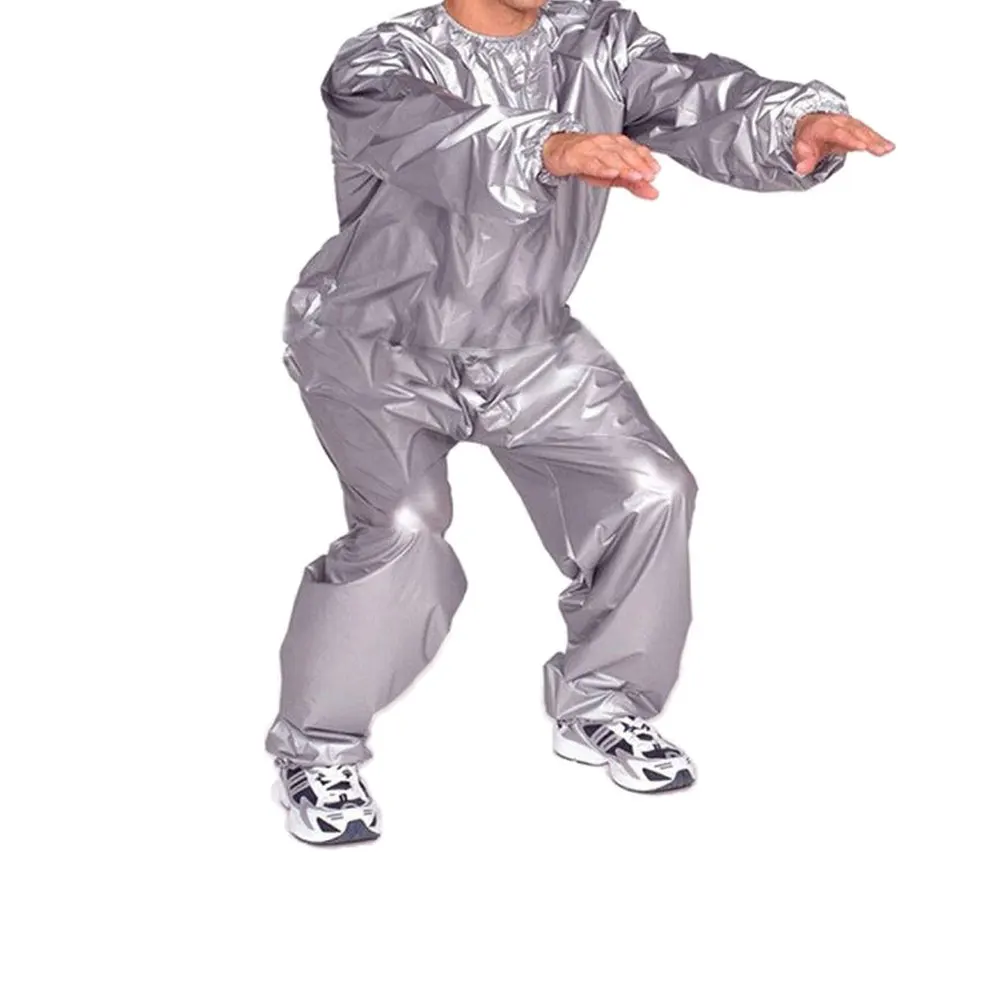 Unisex Sweat Sauna Exercise Gym Fitness Weight Loss Suit Top Pants Clothes Set Fitness Equipment Accessories
