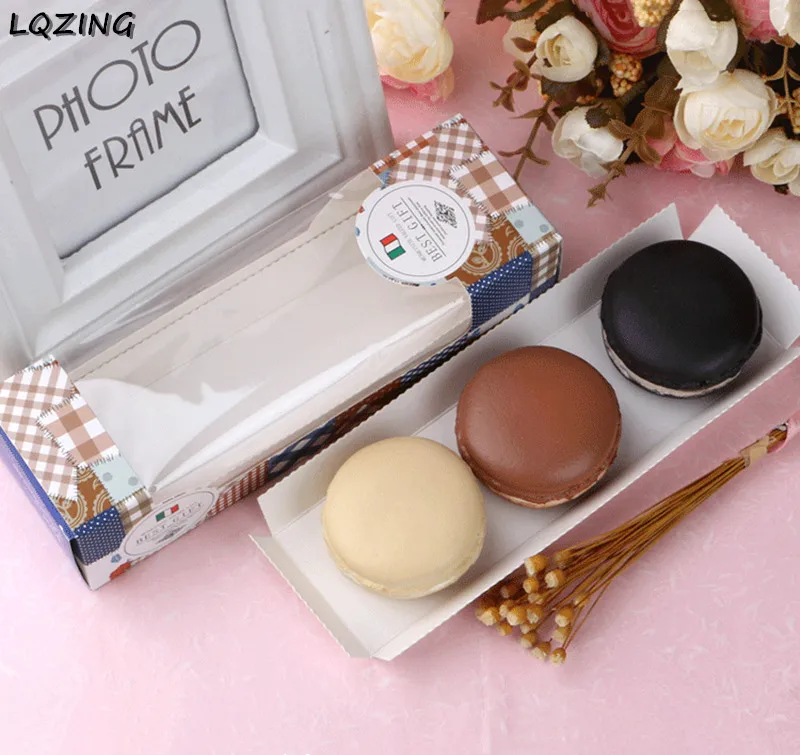 

Best Gift Dessert Macaroon Carton Long Cake Packaging Boxes with Plastic Transparent Lids Kraft Cardboard Paper Gift Box 20pcs