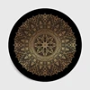 Retro Black And Gold Flowers Round Carpet Lotus Chair Floor Mat Soft Carpets For Living Room Anti-slip Rug Bedroom Decor Carpet 4