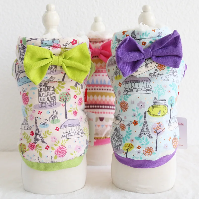 

Cute Bowknot Dog Pet Cat Jacket Coat Winter Warm Small Dog Puppy Chihuahua Clothes Dog Hoodie Vest Clothing For Pet