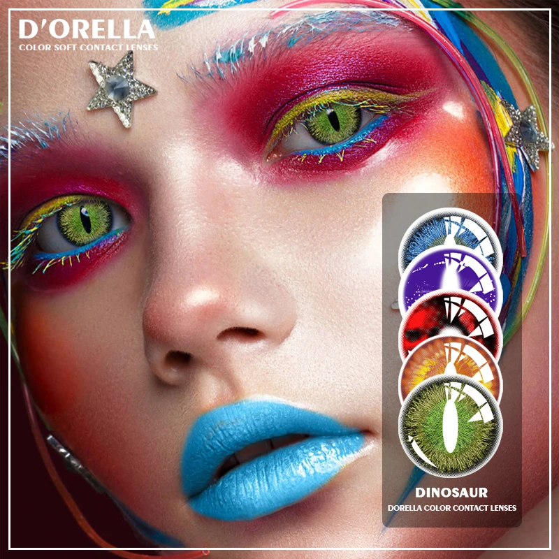 D orella-lentillas de colores para Halloween, 1 par (2 uds) de Cateye, lentillas de colores para Halloween