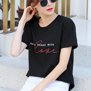 

2020 New fashion women summer t shirts tee Black color