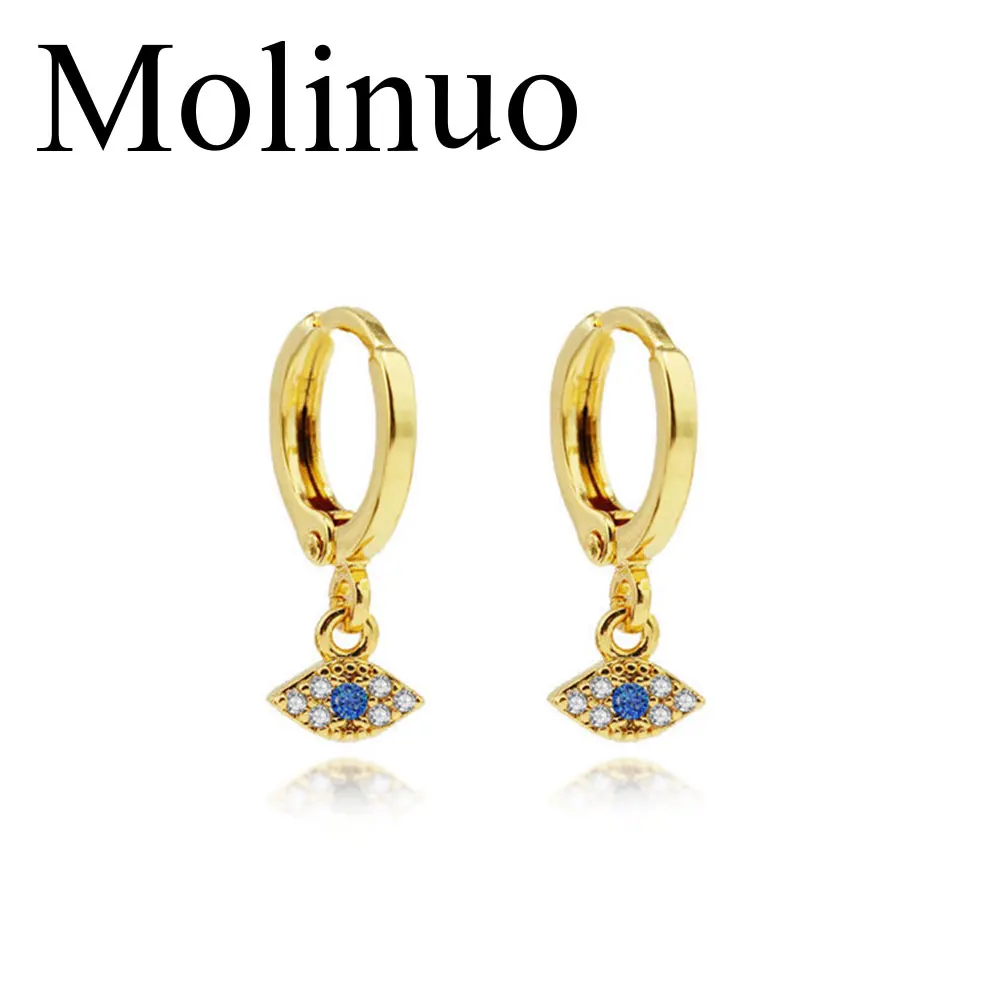 

Molinuo new exquisite popular colorful cubic zirconia eye pendant earrings charm cute girl ladies pendant earrings 2019