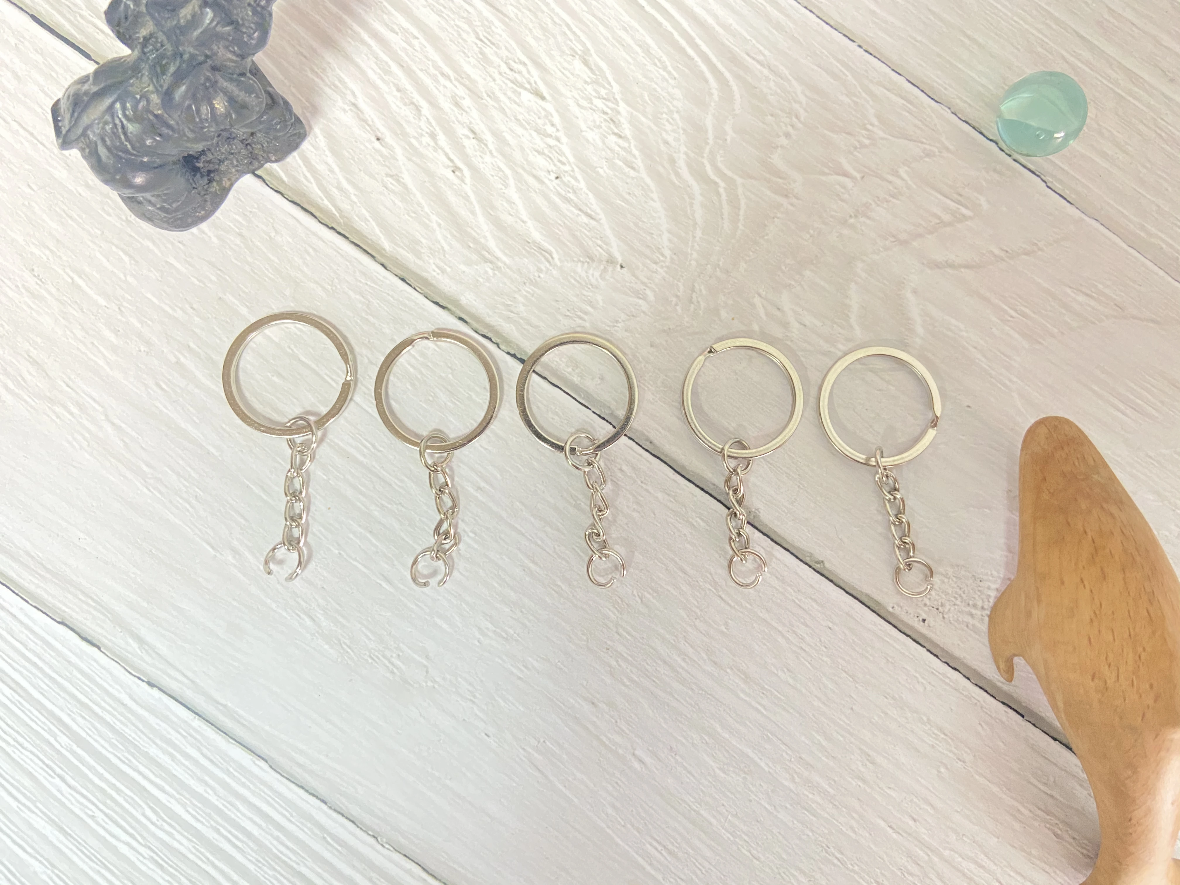 10 шт.25 мм DIY брелки полированный серебристый цвет брелок для ключей короткая