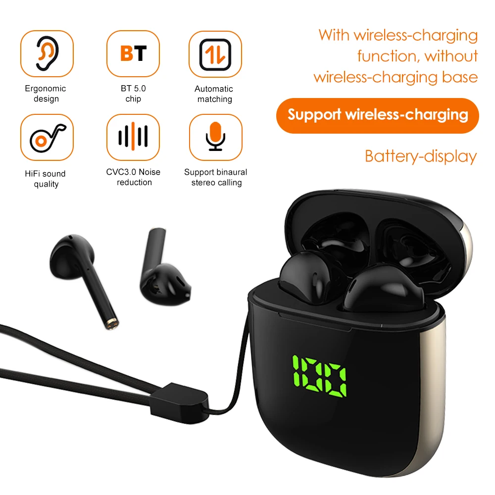 Black Gold 1 Мини TWS наушники Bluetooth 5,0 трогательная гарнитура беспроводные Bluetooth наушники спортивные цифровые дисплей наушники с микрофоном - Цвет: Black Gold 1