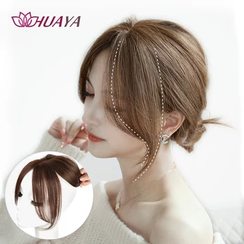 

HUAYA Middle Part Bangs Side Bangs Clip In Hair Extension Heat Resistant Synthetic Head Top Front Hair Pieces Bangs Hairpins