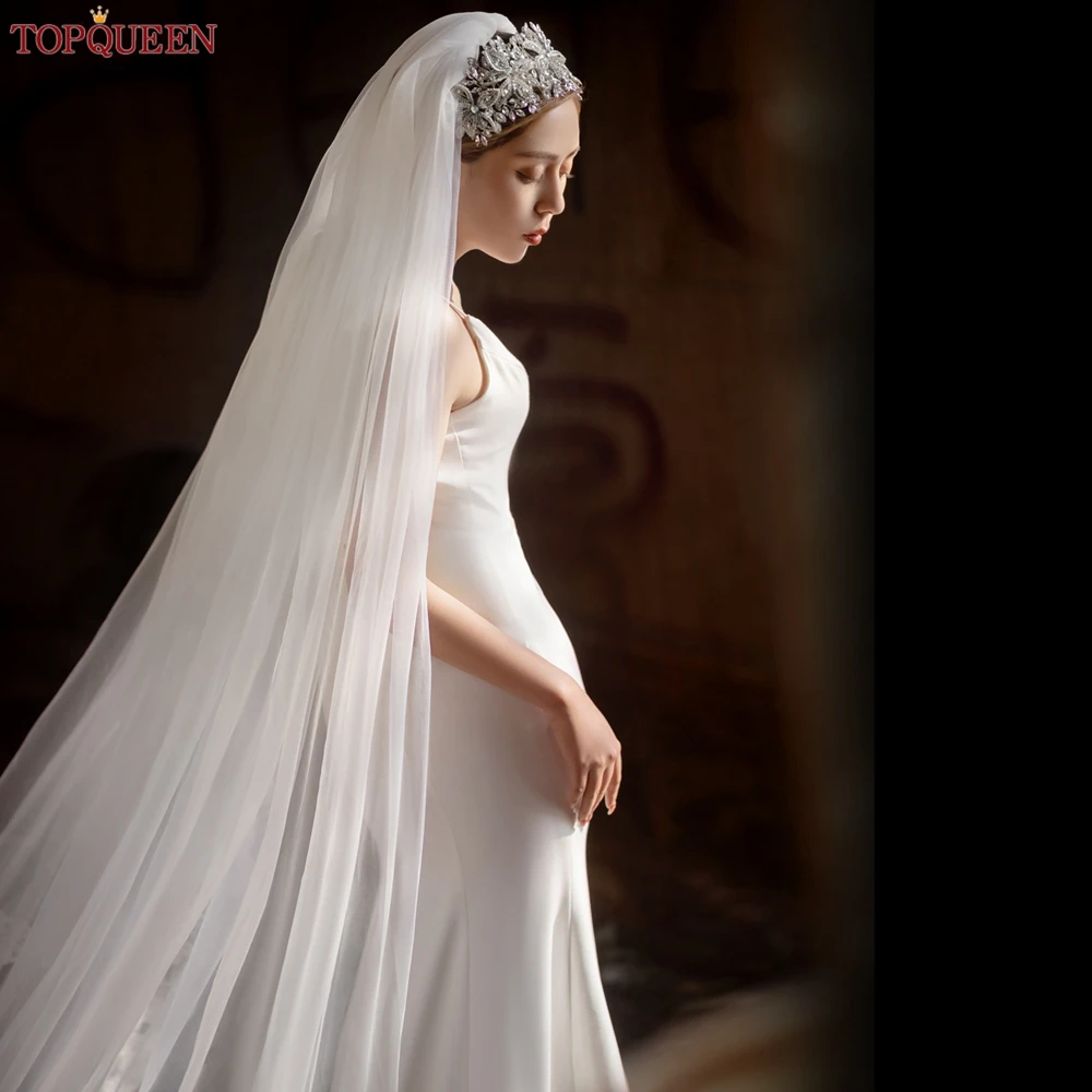 Bridal Veil TOPQUEEN V30 Real Photos Long 3M Cathedral Bridal Veil With Hair Comb for Women Marriage Banquet