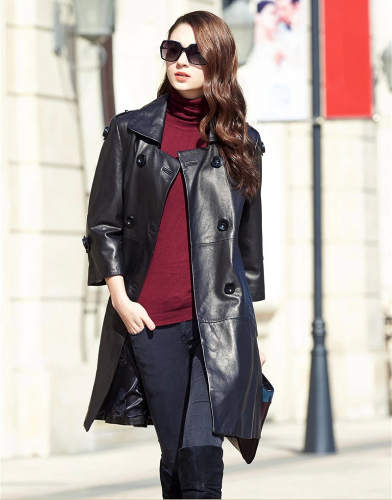 Jaqueta de couro legítimo feminina de alta qualidade, 2020, casaco de pele  de carneiro preto, slim, dez dupla, jaqueta, couro, wxfs8|Couro e camurça|  - AliExpress