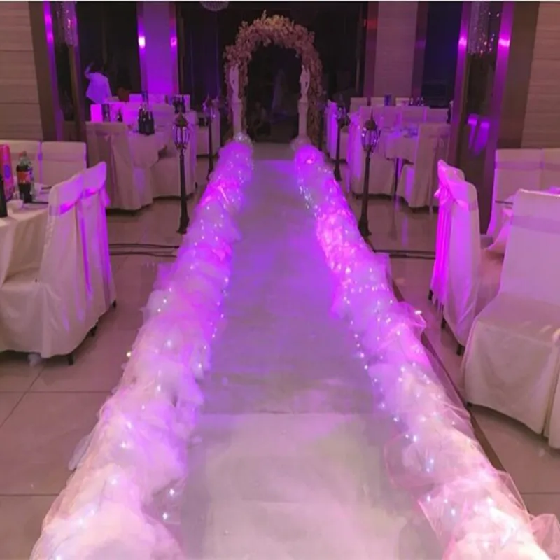 10M/Lot Upscale Wedding Aisle Runners T Station Dedicated Road Cited Light String Yarn For Party Decoration Props Supplies