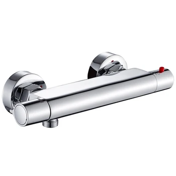 

Bath Shower Faucet Thermostatic Faucets Wall Mounted Mixer Valve Tap Temperature Control Rain Shower Chrome Bathroom Twin Outlet