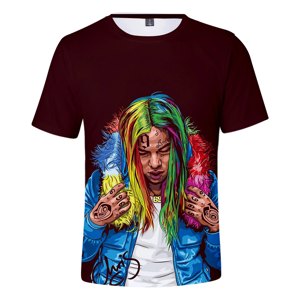 Футболка 6IX9INE для мужчин и женщин модная Повседневная Удобная рубашка с 3D