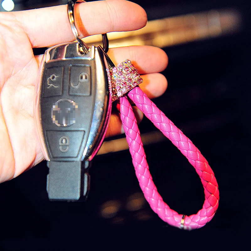 Rhinestone-Car-Key-Chain-For-Motorcycles-Scooters-and-Cars-Key-Fobs-Leather-Rope-Key-Ring-Leather-Car (17)2