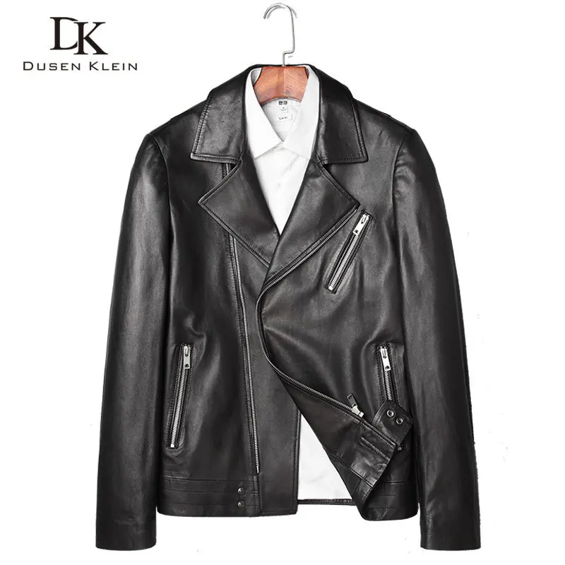 

Dusen Klein Men Genuine Leather Jacket New Designer Brand Sheepskin Biker Jackets Slim Short Leather Coats Autumn z17020