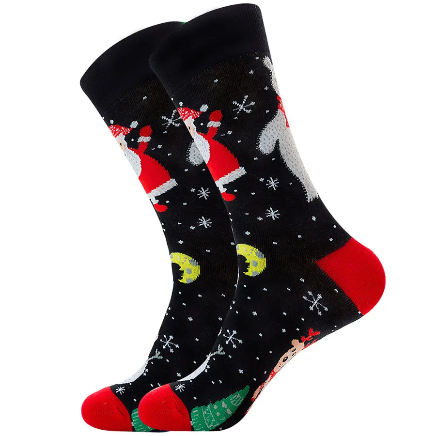 Носки в рождественском стиле для мужчин, забавные Носки с рисунком Санта-Клауса, дерева, оленя, снеговика, мужские повседневные хлопковые носки на весну и зиму - Цвет: Santa Claus