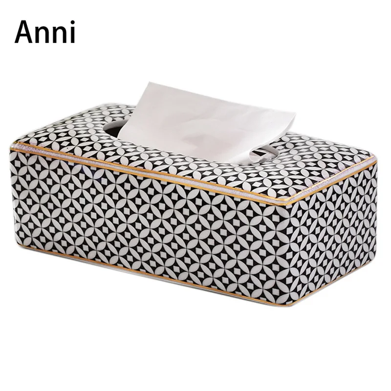Modern Mosaic Ceramic Tissue Boxes European Simple Creativity Napkin Holder Desk Paper Towel Storage Box Living Room Decoration 4