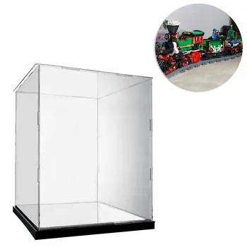 

Building Block Acrylic Dustproof Display Box Show Box for Winter Holiday Train 10254 Display Box - Black Bottom Type