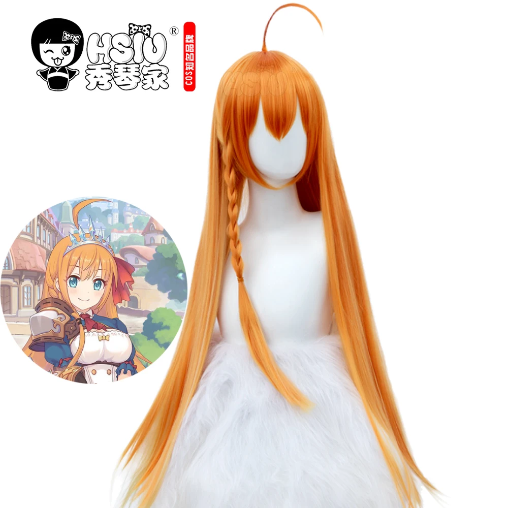 

HSIU Princess Connect Re:Dive Cosplay Pecorine cosplay wig Long straight hair with kumquat color