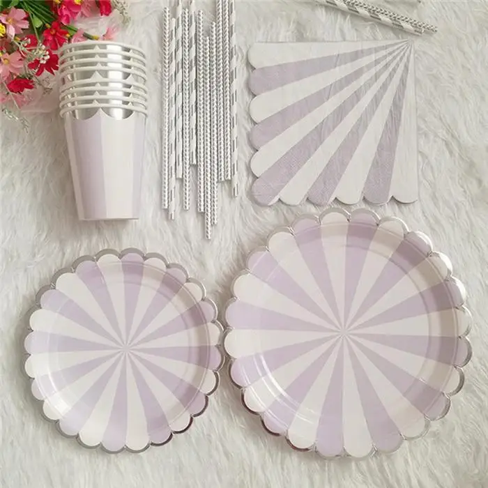 8 шт креативные полосатые тарелки с изображением различных персонажей одноразовая посуда для вечерние