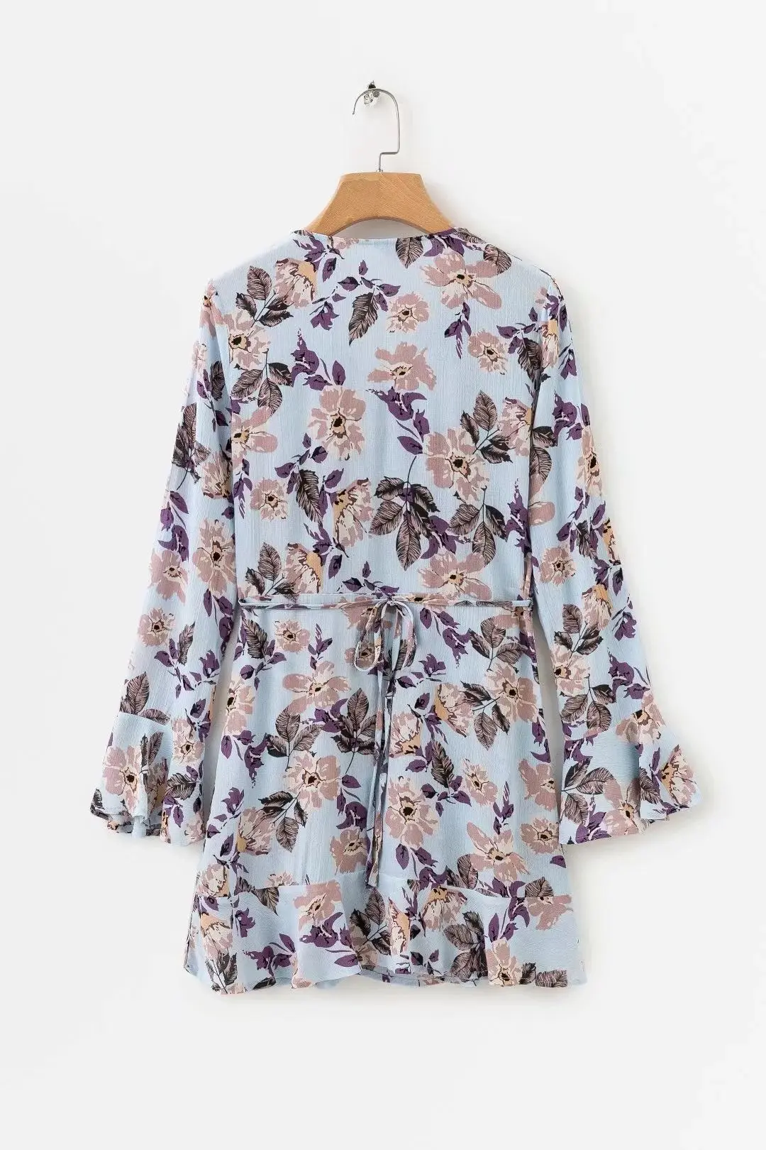 

Pullover Cross V-neck Lace-up Flower Printed Bohemian Flounced Short Dress Dress WOMEN'S Dress Dress