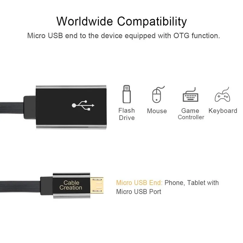 Micro USB 2,0 OTG кабель, плоский на ходу адаптер, Micro USB мужчина к USB Женский совместимый samsung S7 S6 Edge S4 S3 Android