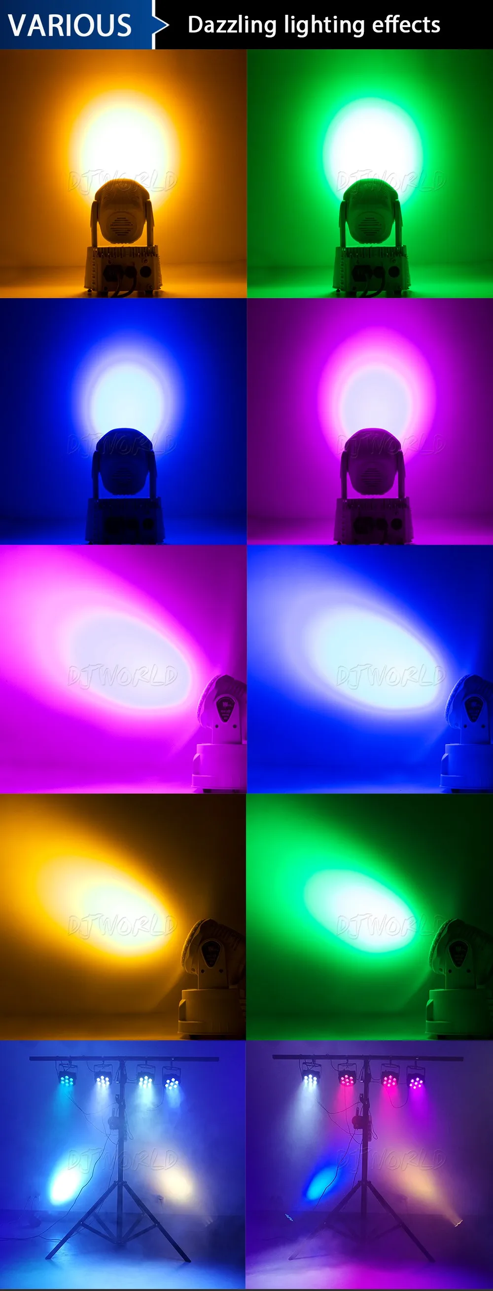 Djworld светодиодный светильник 7X18 Вт RGBWA+ UV 6в1 сценический светильник с подвижной головкой DMX сценический светильник DJ ночной клуб вечерние концертный сценический профессиональный