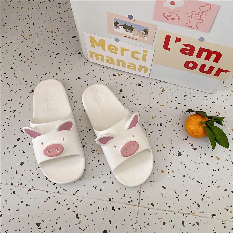 2020 New Men/ Women Cartoon Pig Slippers Female Summer Couple Cute Home Indoor Bath Non-slip Bath Room Sandals And Slippers