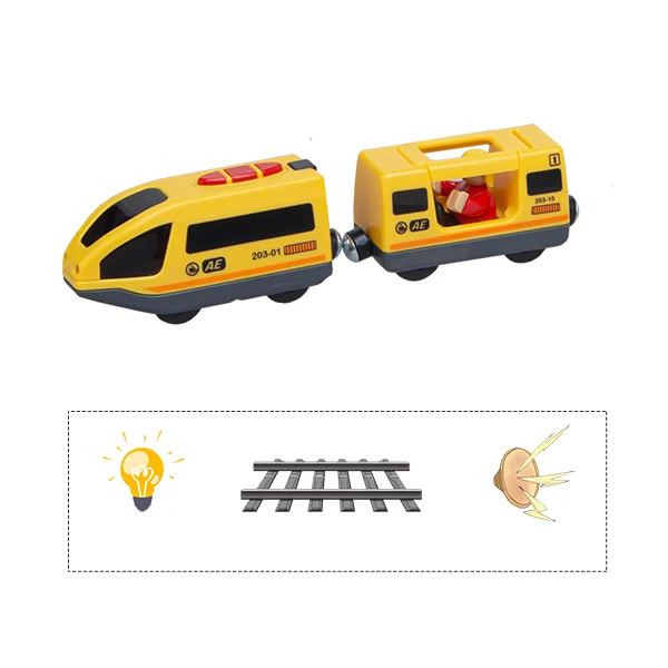 Remote Control Electric Train Toy Set Wooden Railway Accessories Fit For Wooden Train Track Kids ToysGray