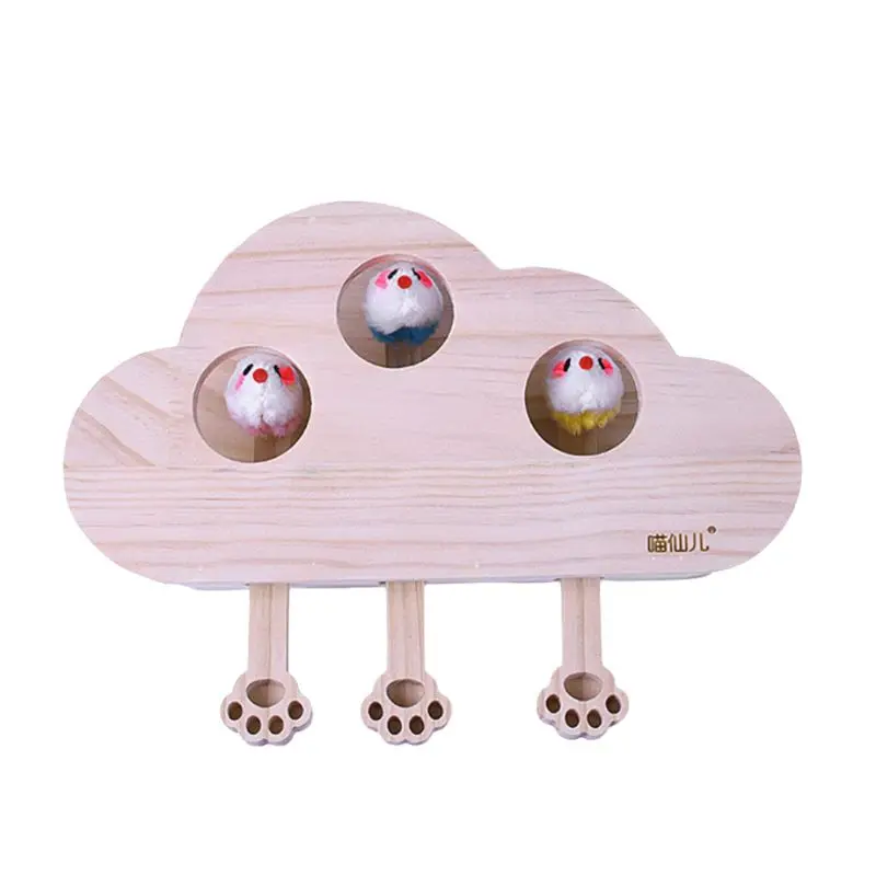 

Solid Wood Cat Puzzle Toy Interactive Funny Cat Hunting Hamster Stick Toys Pet Supplies