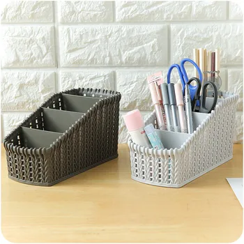 

Desktop Grid Makeup Organizer Imitation Rattan Storage Box Cosmetic Closet Bin Case Cosmetics Boxes