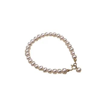 

Natural Freshwater Pearl Bracelet Women's Classic 925 Silver Bracelet Simple Round Handmade Hand Jewelry Gift Accessories