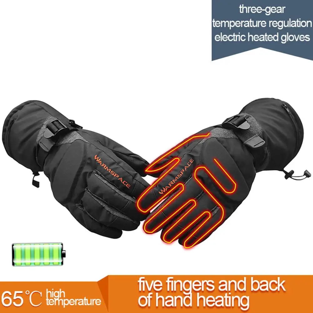 Мотоциклетные перчатки с подогревом, 3,7 в/3600 мАч, батарея, водонепроницаемые, Интеллектуальный сенсорный экран, зимние теплые перчатки для катания на лыжах