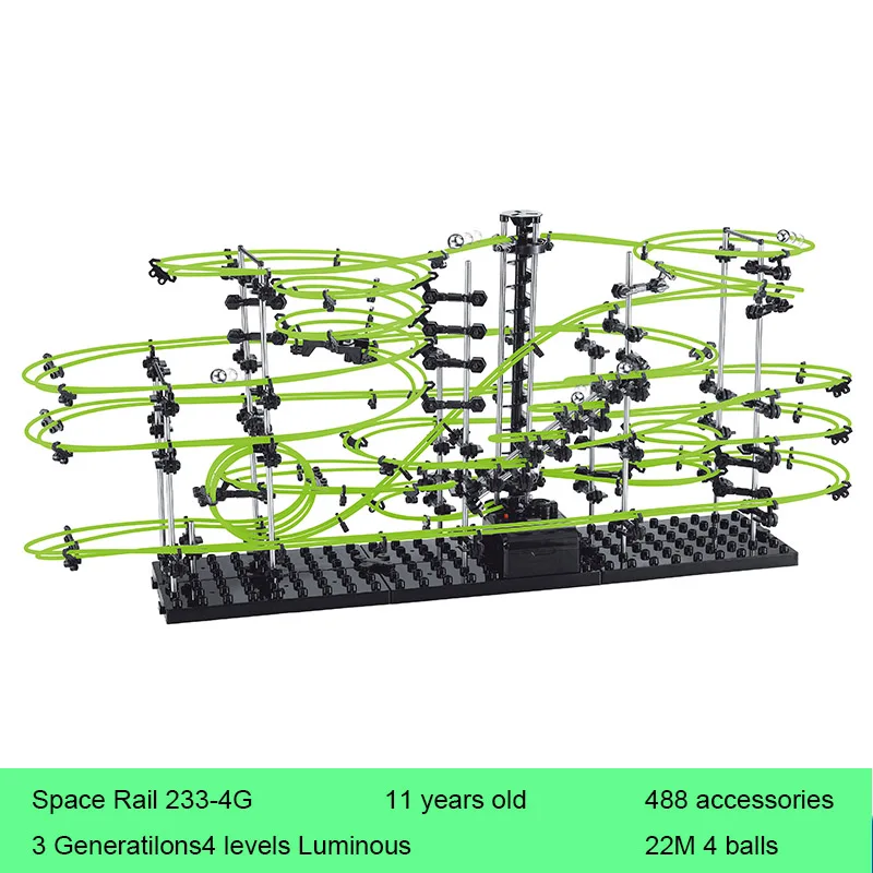 

Space Rail 4 Levels Glow in dark 233-4G Roller Coaster Space Ball Model Building Kits DIY Educational Toys for Children