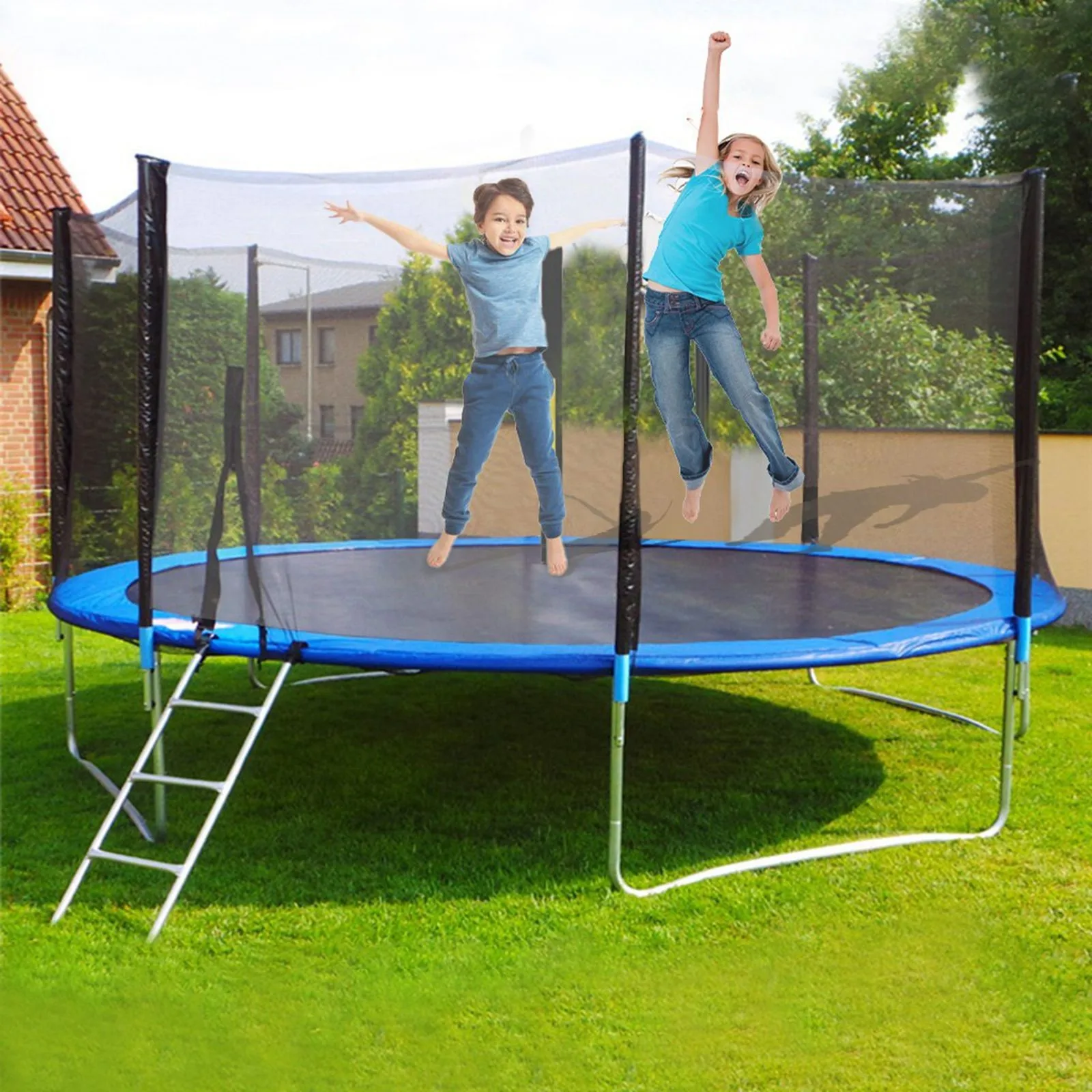 US $257.40 12FT Kids Trampoline With Enclosure Net Jumping Mat And Spring Cover Padding Multifunction Sports Gym Exercise Equipment USW