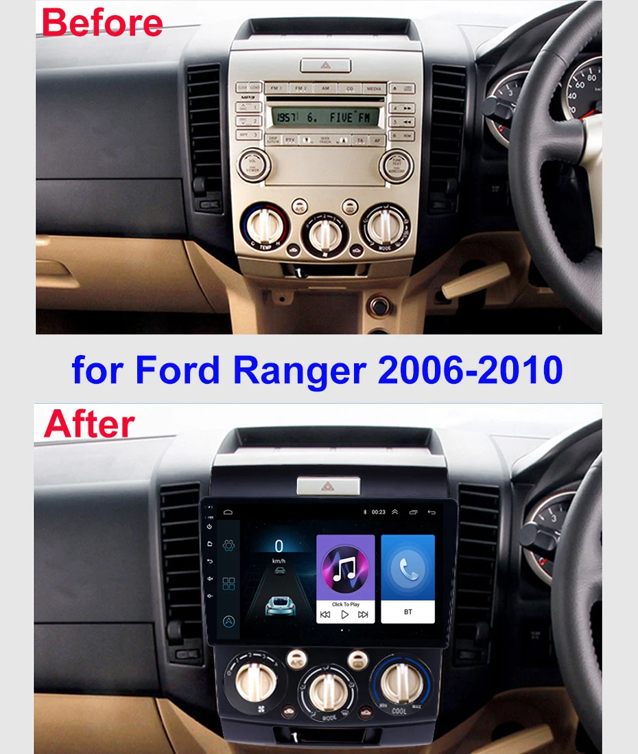 Для Ford Ranger 2006-2010 автомобильный Радио Мультимедиа Видео плеер навигация gps Android 8,1 аксессуары SWC BT wifi седан без dvd